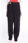 Fendi Black silk crepe stripe detail trousers