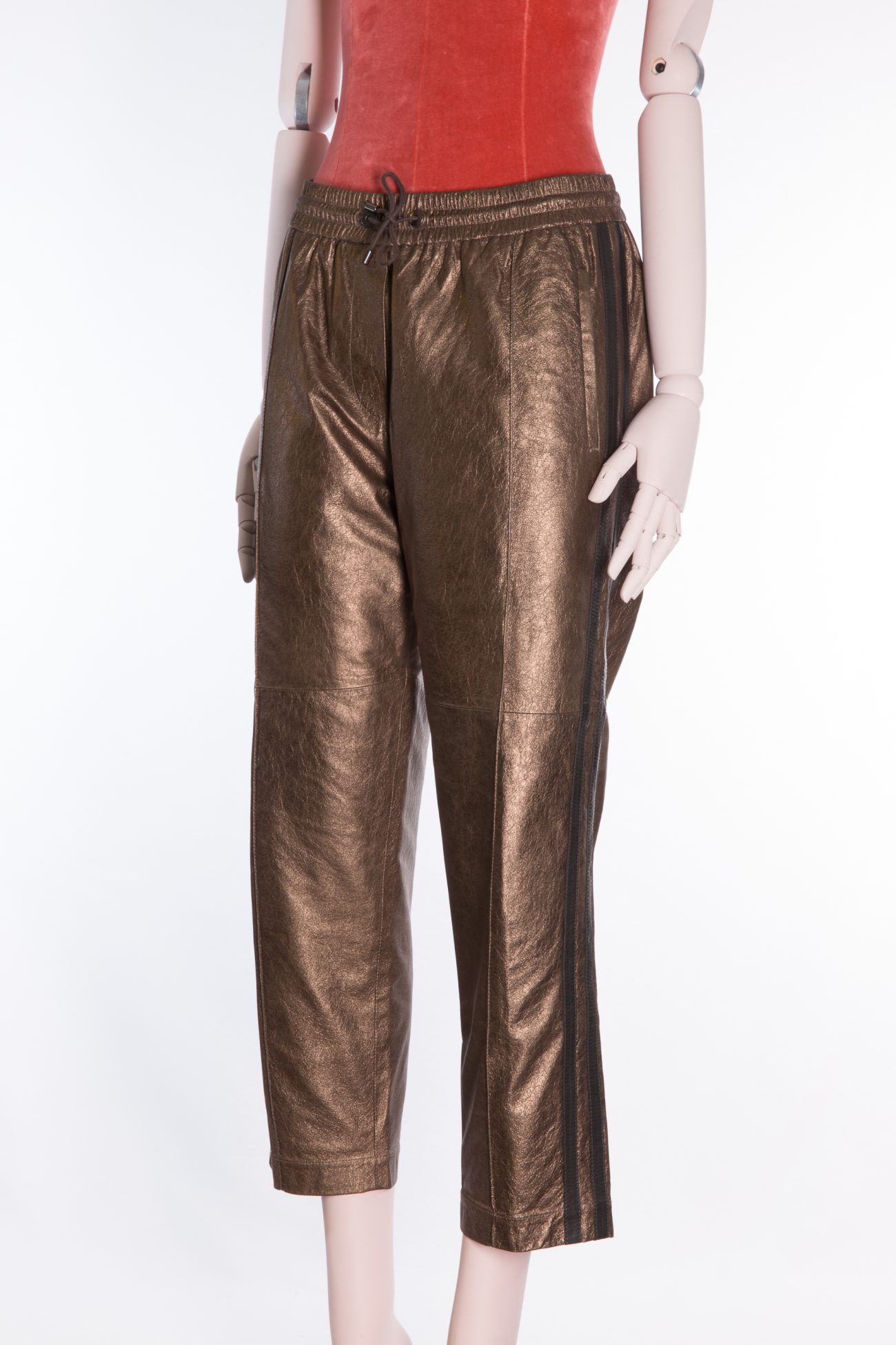 Brunello Cucinelli Cropped metallic straight-leg leather pants