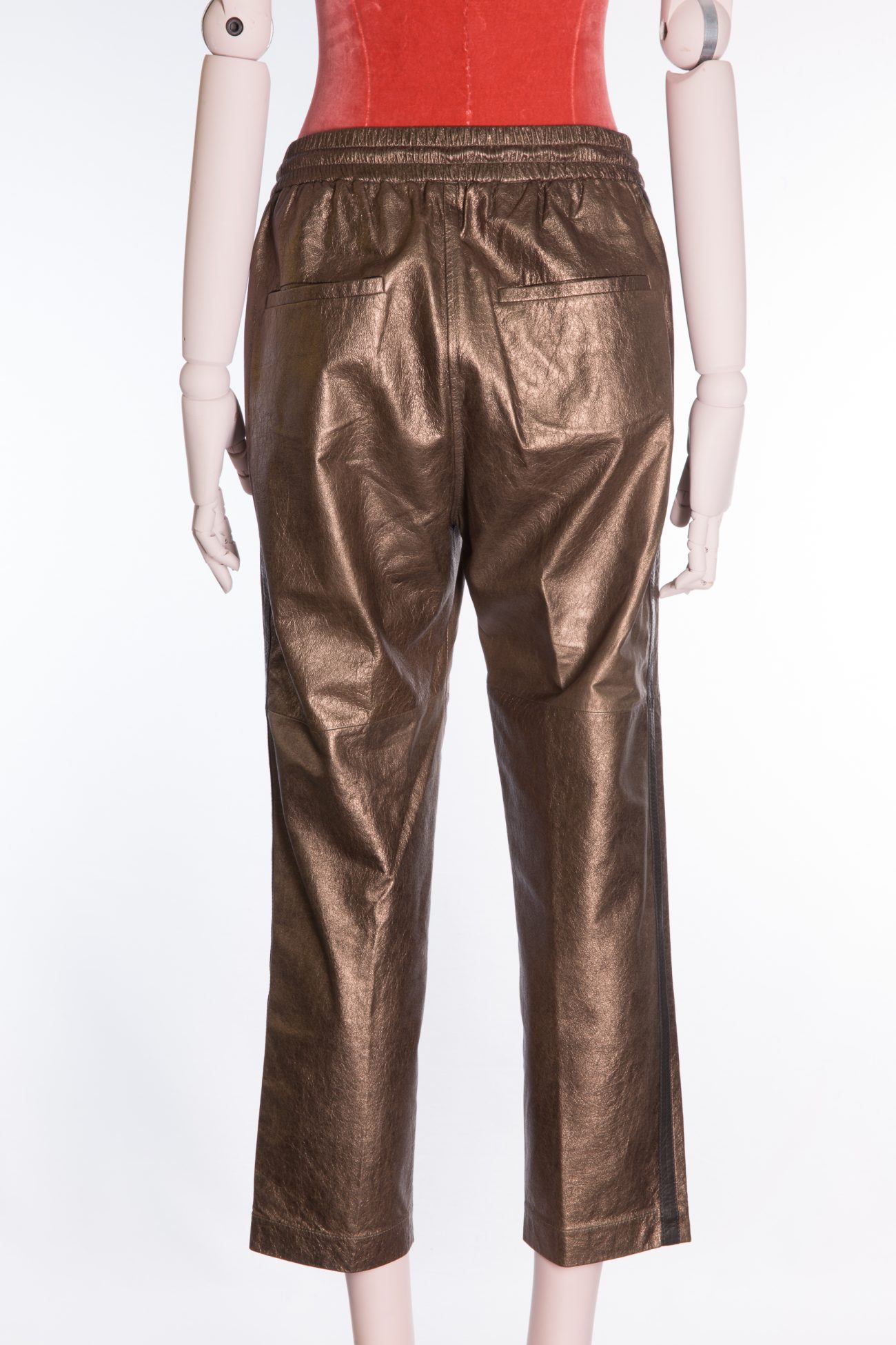 Brunello Cucinelli Cropped metallic straight-leg leather pants