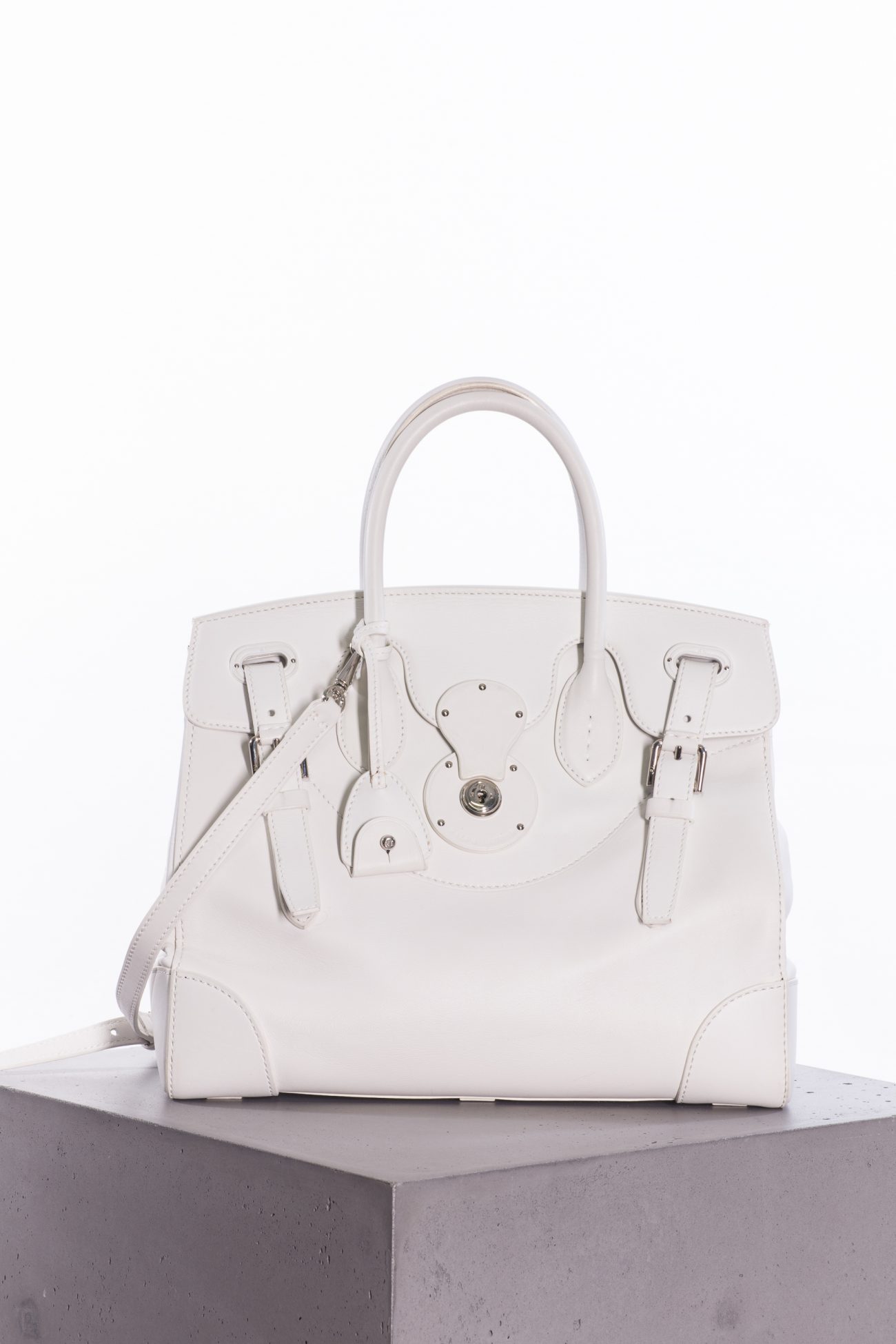Ralph Lauren White leather Ricky 27 top handle bag