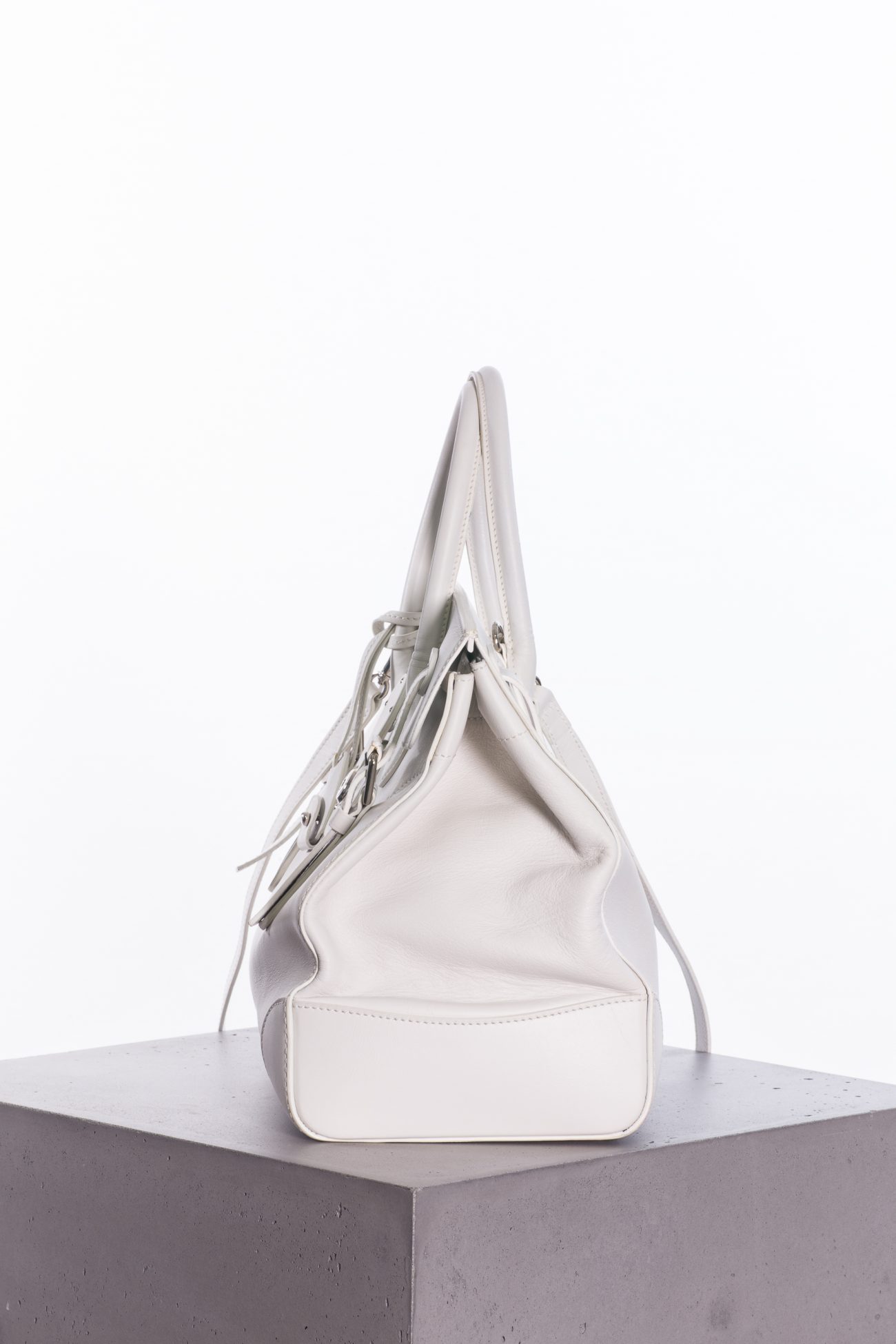 Ralph Lauren White leather Ricky 27 top handle bag