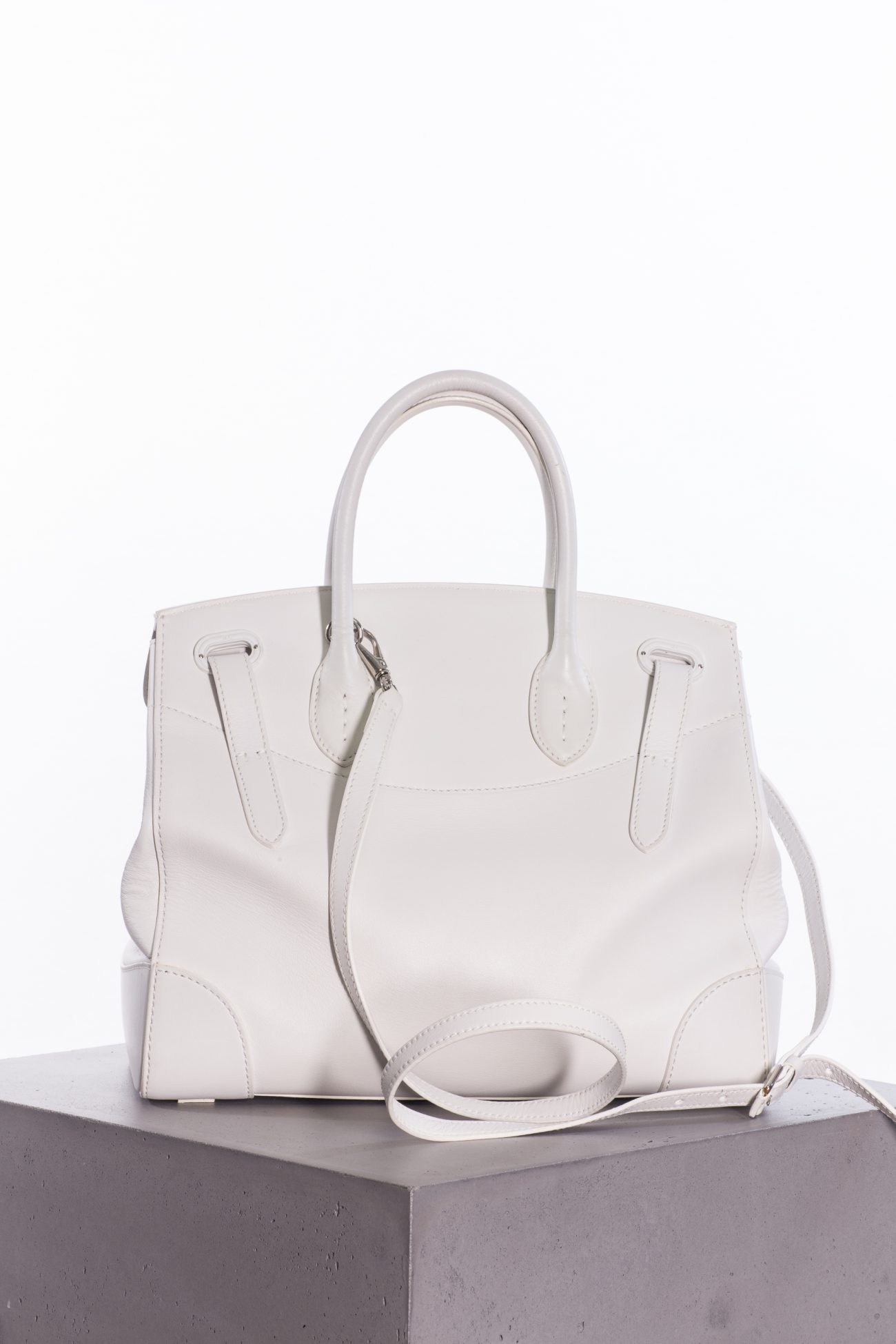 Ralph Lauren White leather Ricky 27 top handle bag