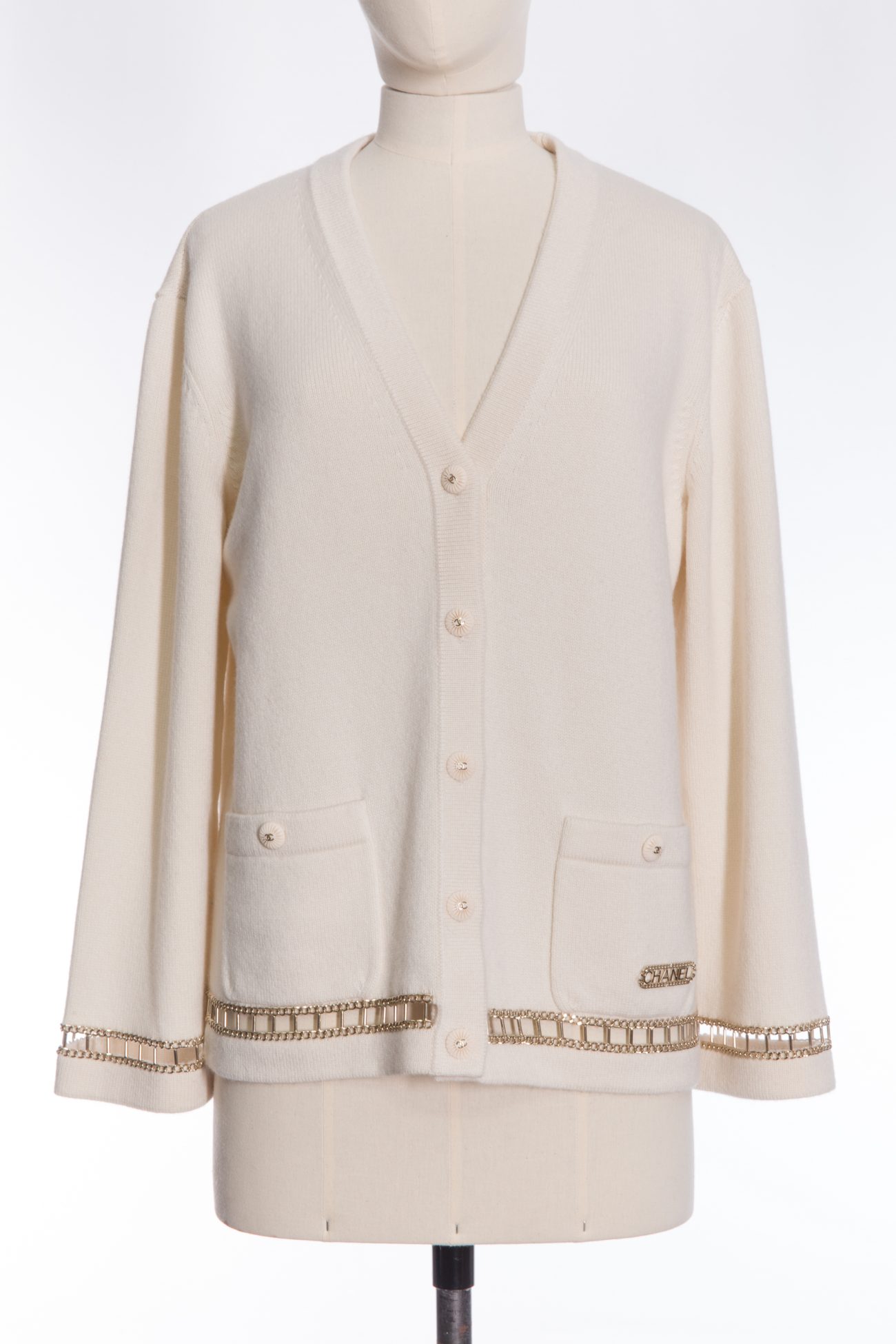 Chanel Cashmere cardigan with decorative chain