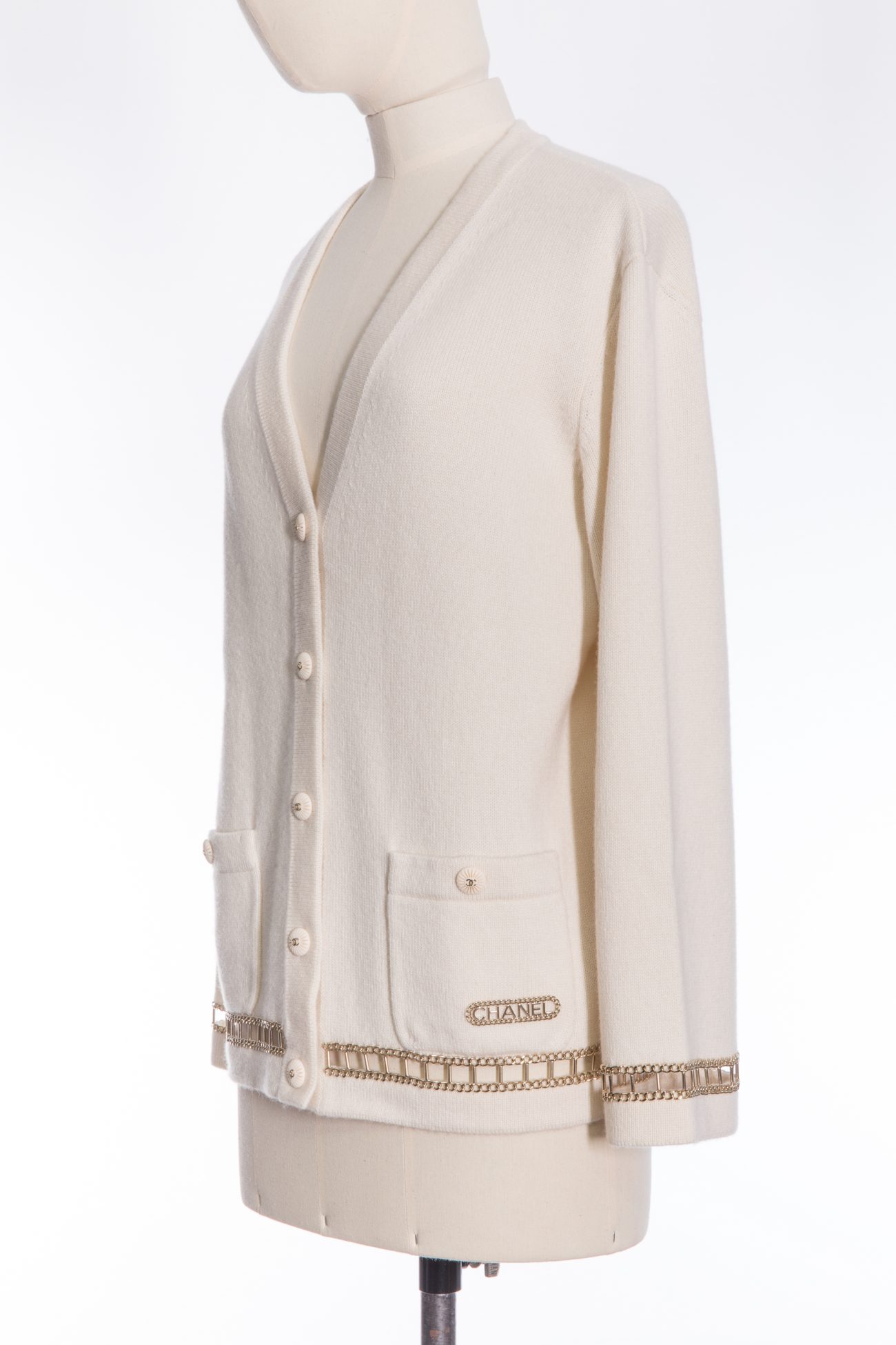Chanel Cashmere cardigan with decorative chain