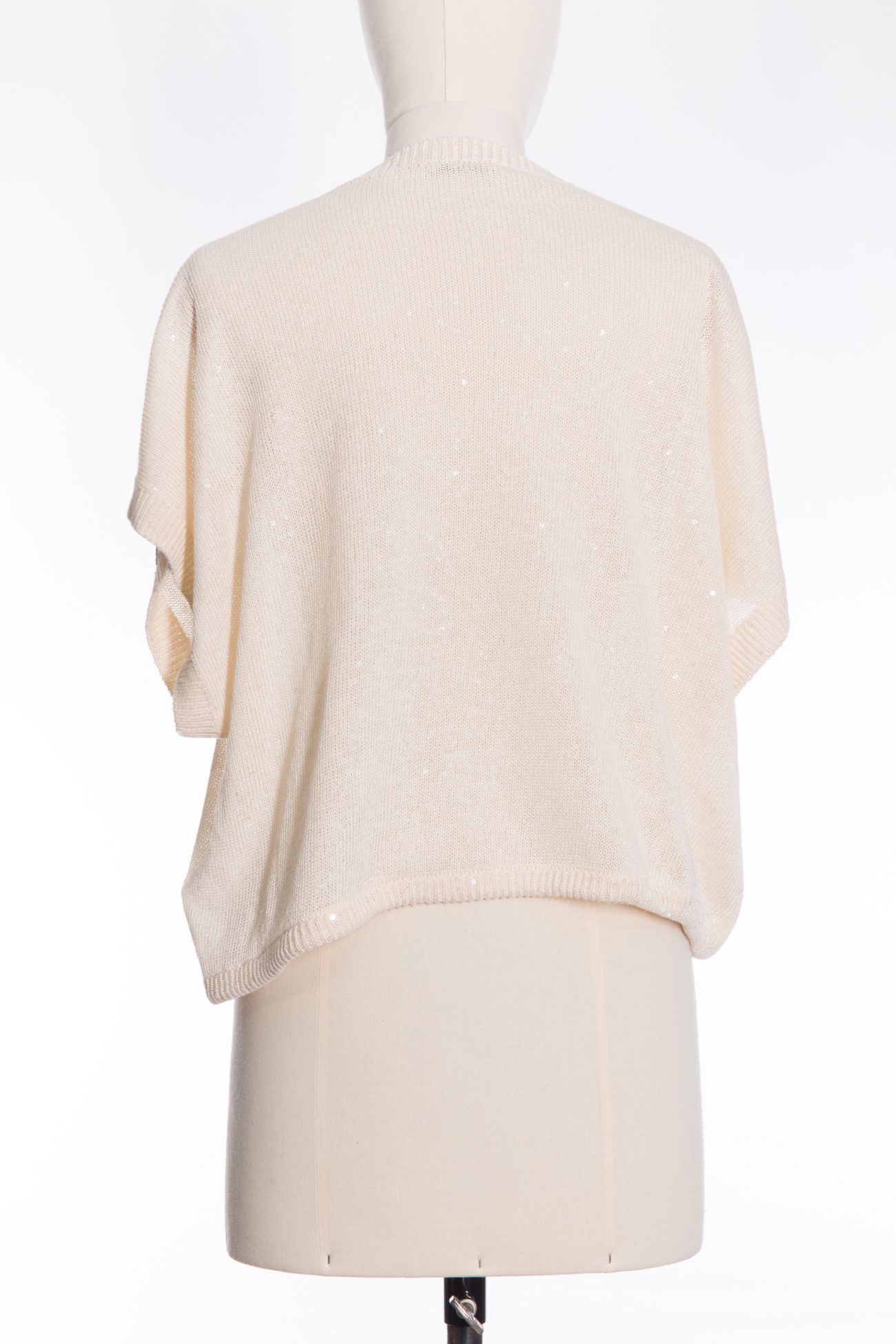 Brunello Cucinelli Linen round neck sweater with sequins and Monili beads