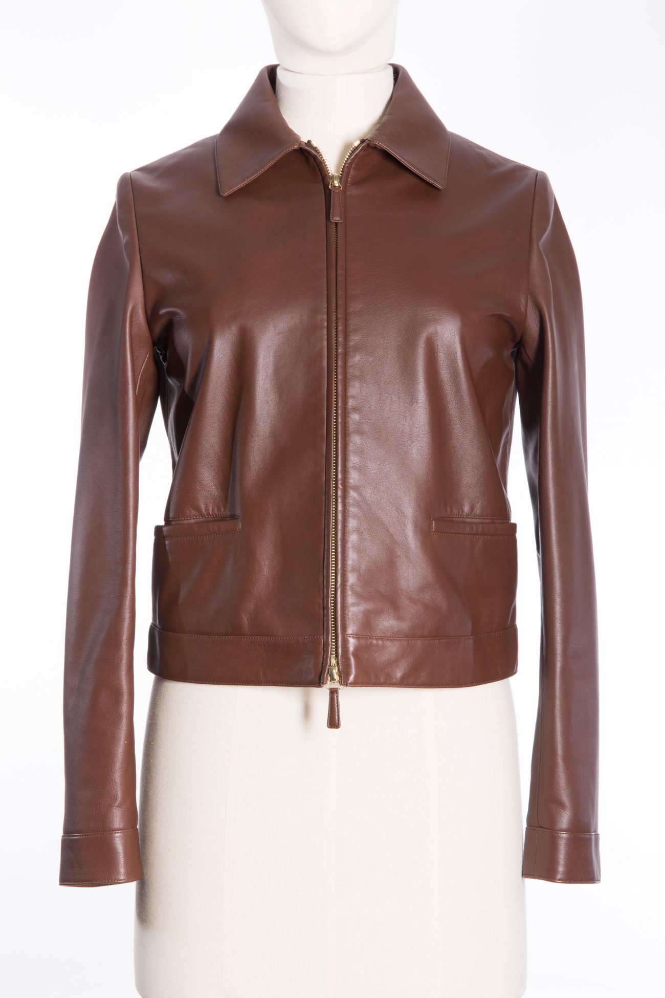Agnona Exclusive leather jacket in chocolate for Harrods (London)
