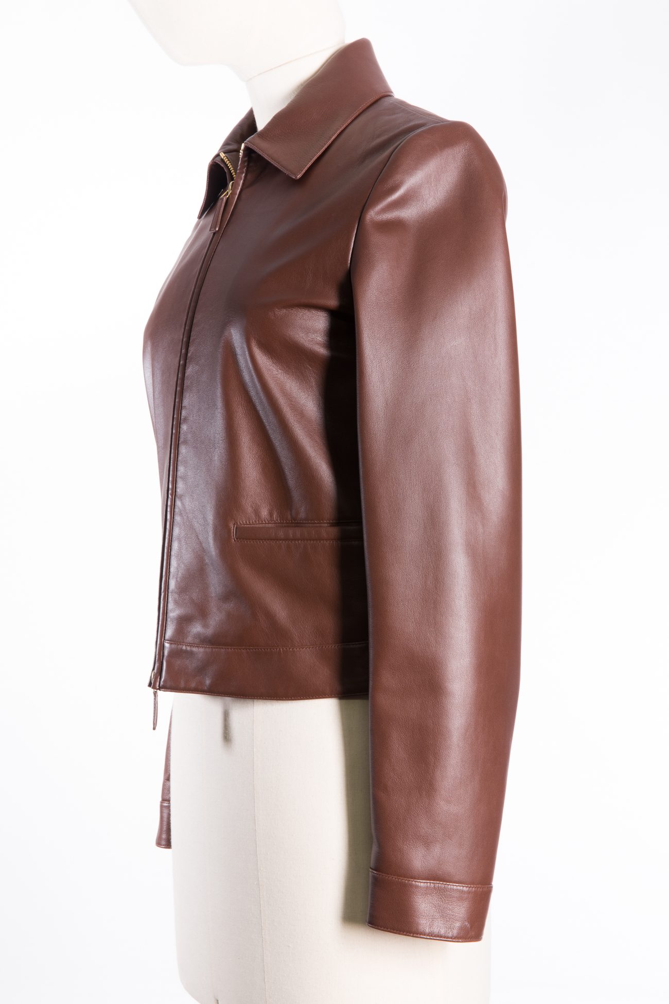 Agnona Exclusive leather jacket in chocolate for Harrods (London)