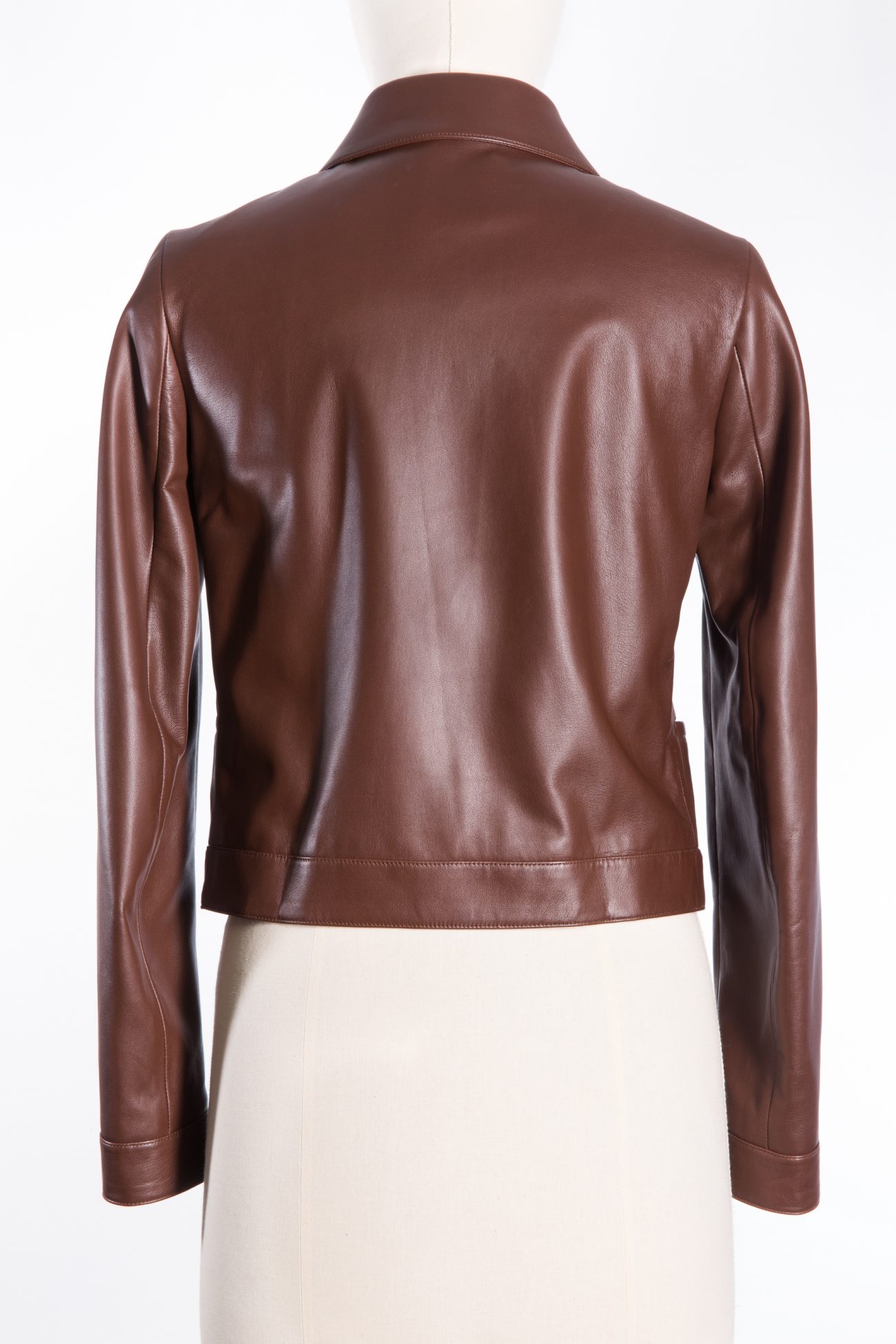 Agnona Exclusive leather jacket in chocolate for Harrods (London)