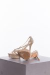 Le Silla Gold leather and crystal embellished criss cross strap platform sandals