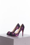 Christian Louboutin Purple satin with embroidery platform pumps