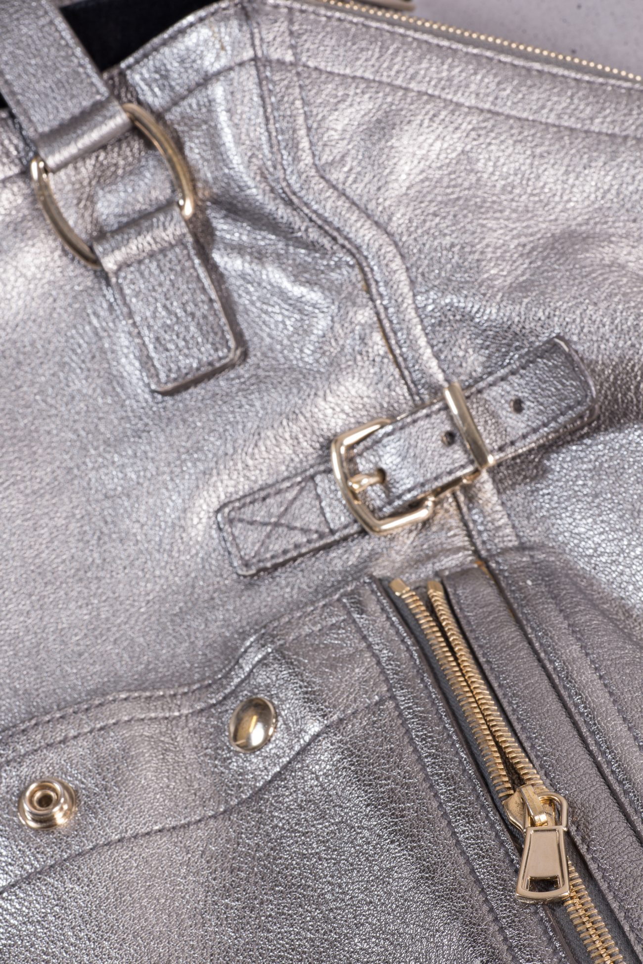 Yves Saint Laurent Calfskin Downtown tote in silver
