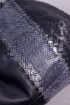 Bottega Veneta Navy blue intrecciato & snakeskin tote