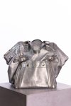 Yves Saint Laurent Calfskin Downtown tote in silver