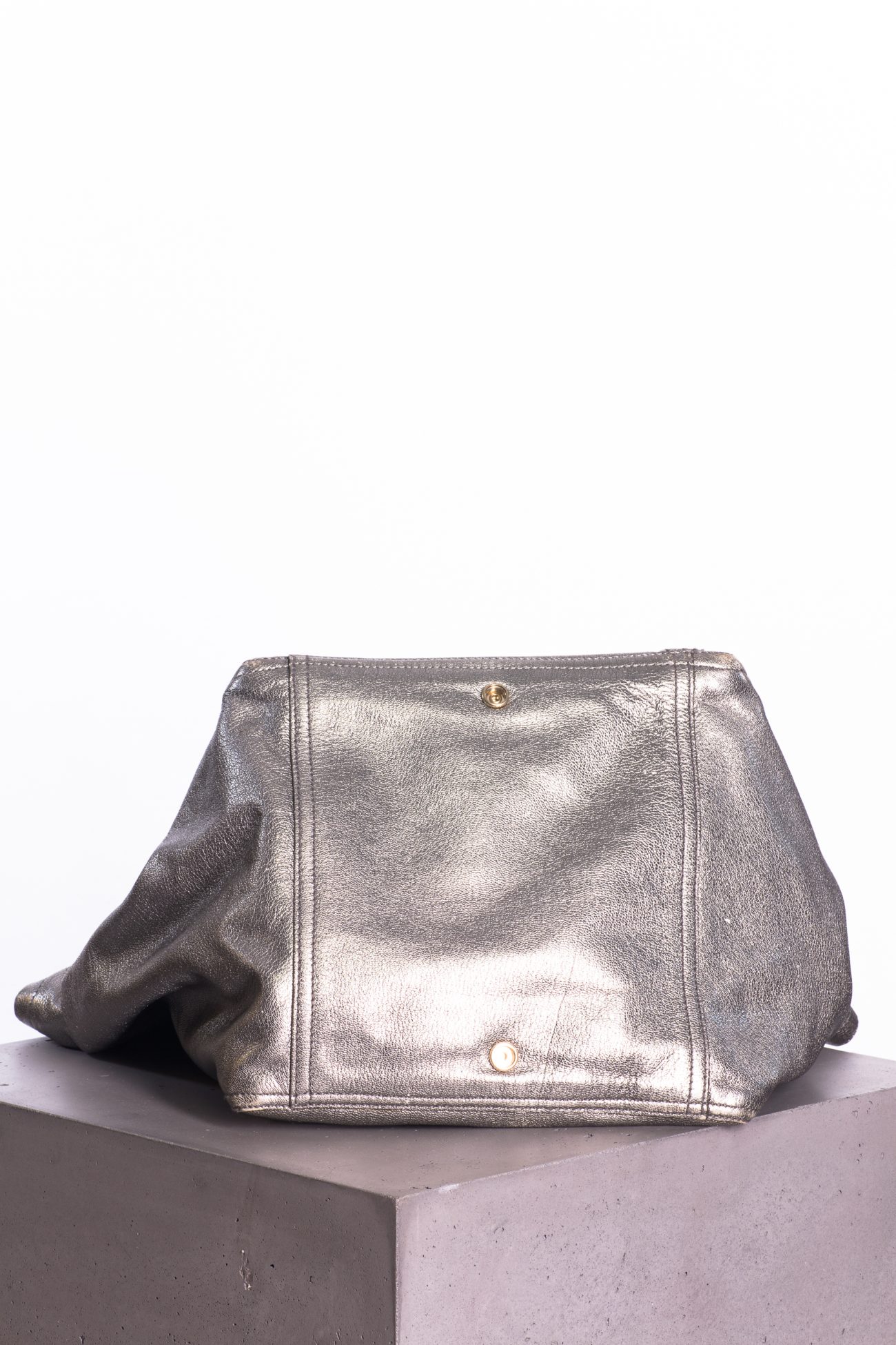 Yves Saint Laurent Calfskin Downtown tote in silver