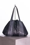 Bottega Veneta Navy blue intrecciato & snakeskin tote