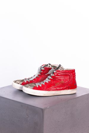 Golden Goose Red printed slide sneaker