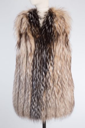 Alberta Ferretti Fox fur leather trimmed sleeveless vest