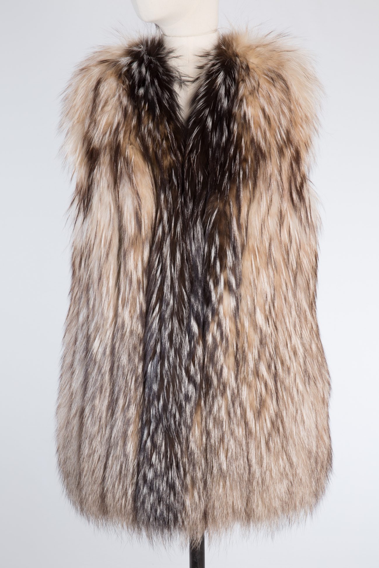 Alberta Ferretti Fox fur leather trimmed sleeveless vest