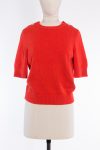 Chanel CC pearls red cashmere sweater
