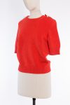 ChanelCC pearls red cashmere sweater