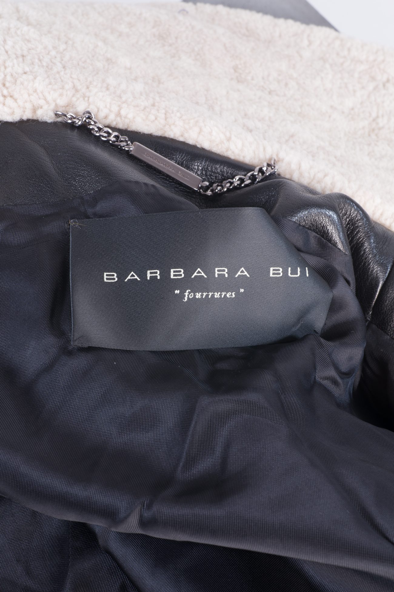 Barbara Bui Shearling and leather trimmed rabbit fur jacket