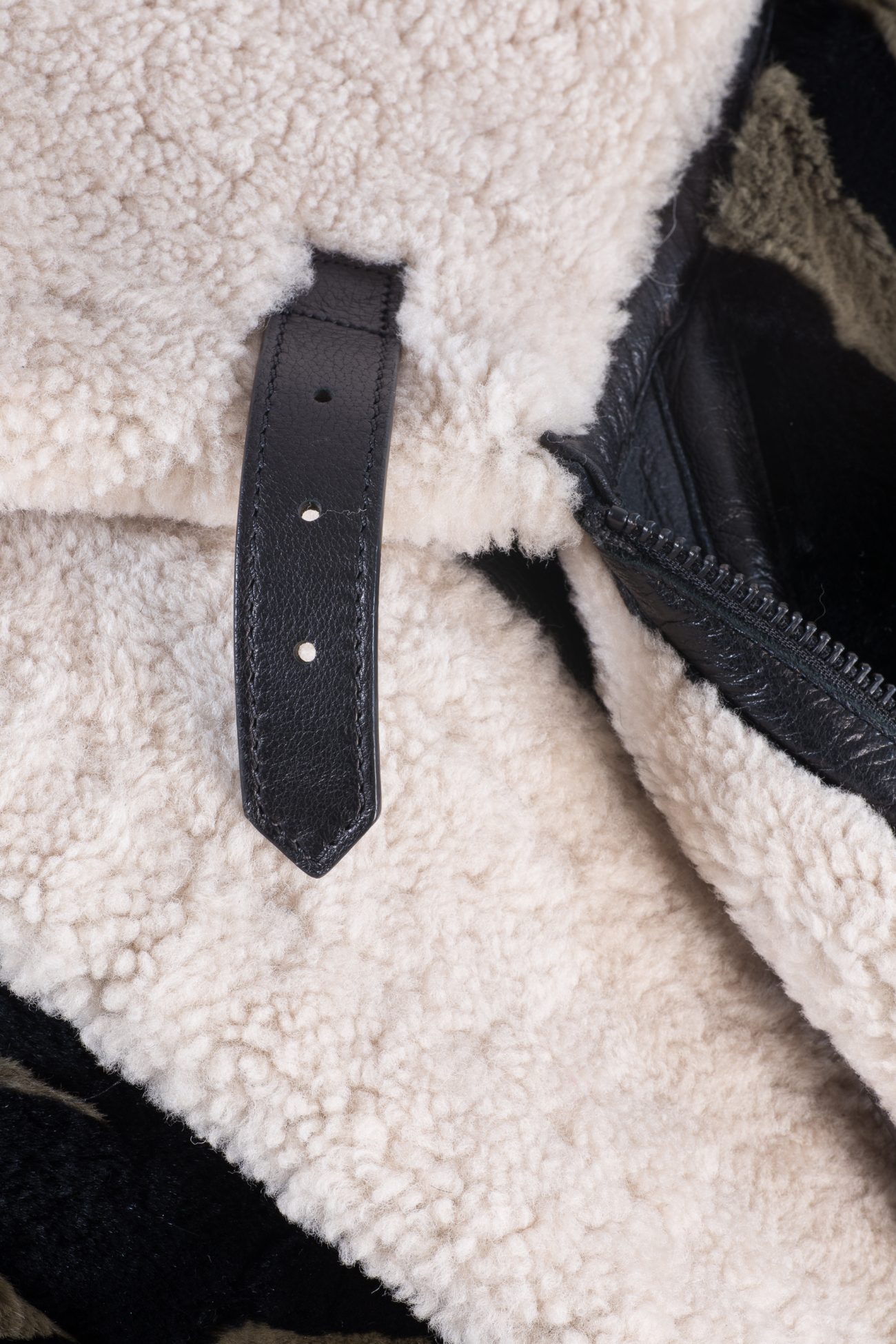 Barbara Bui Shearling and leather trimmed rabbit fur jacket