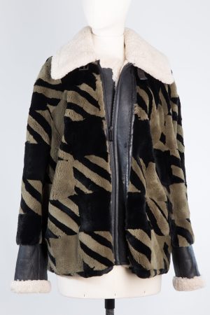 Barbara Bui Shearling and leather trimmed rabbit fur jacket