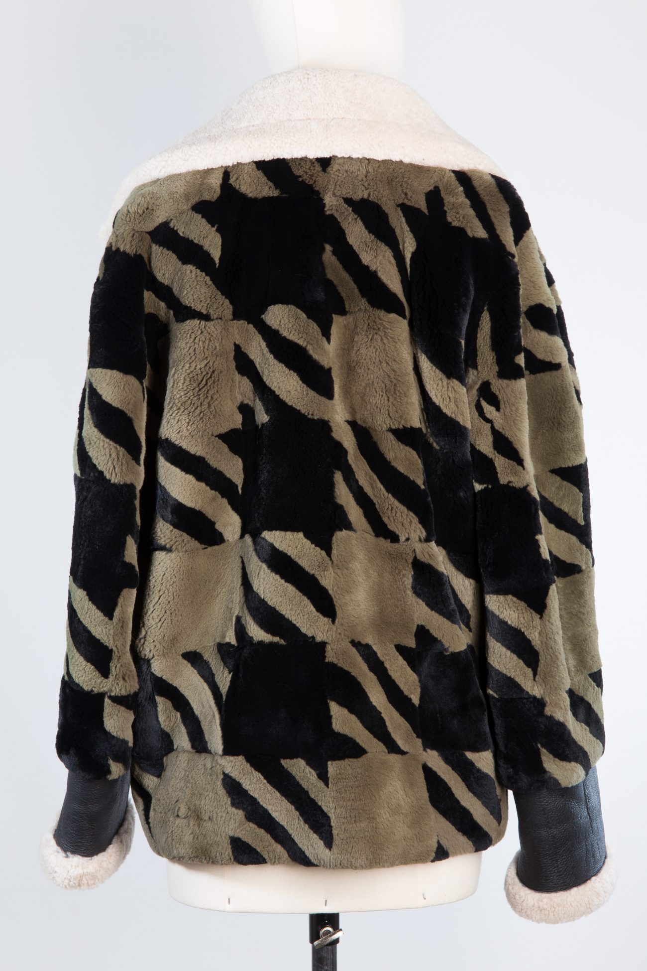 Barbara Bui Shearling and leather trimmed rabbit fur jacket