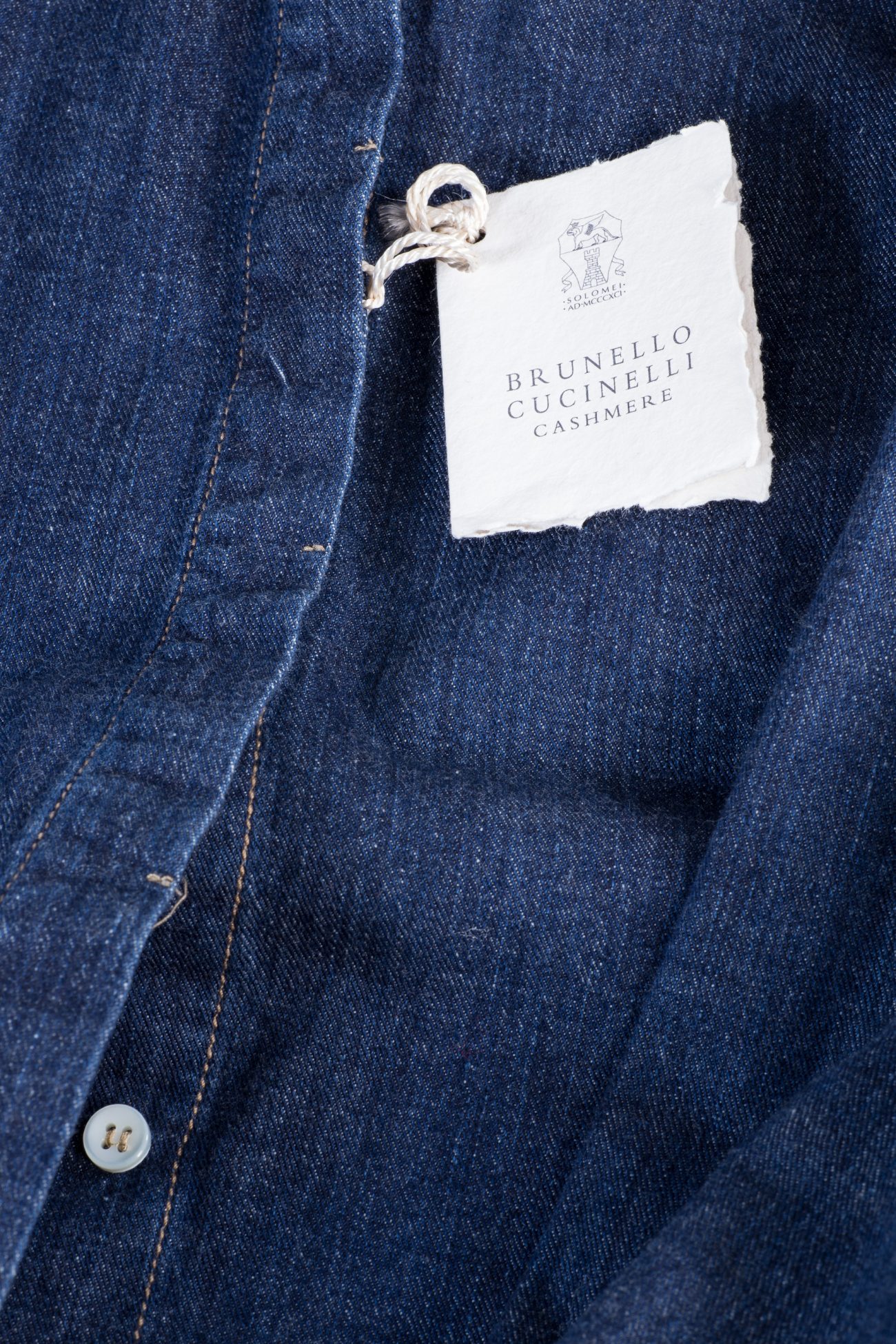 Brunello Cucinelli Denim shirt with detachable brooch