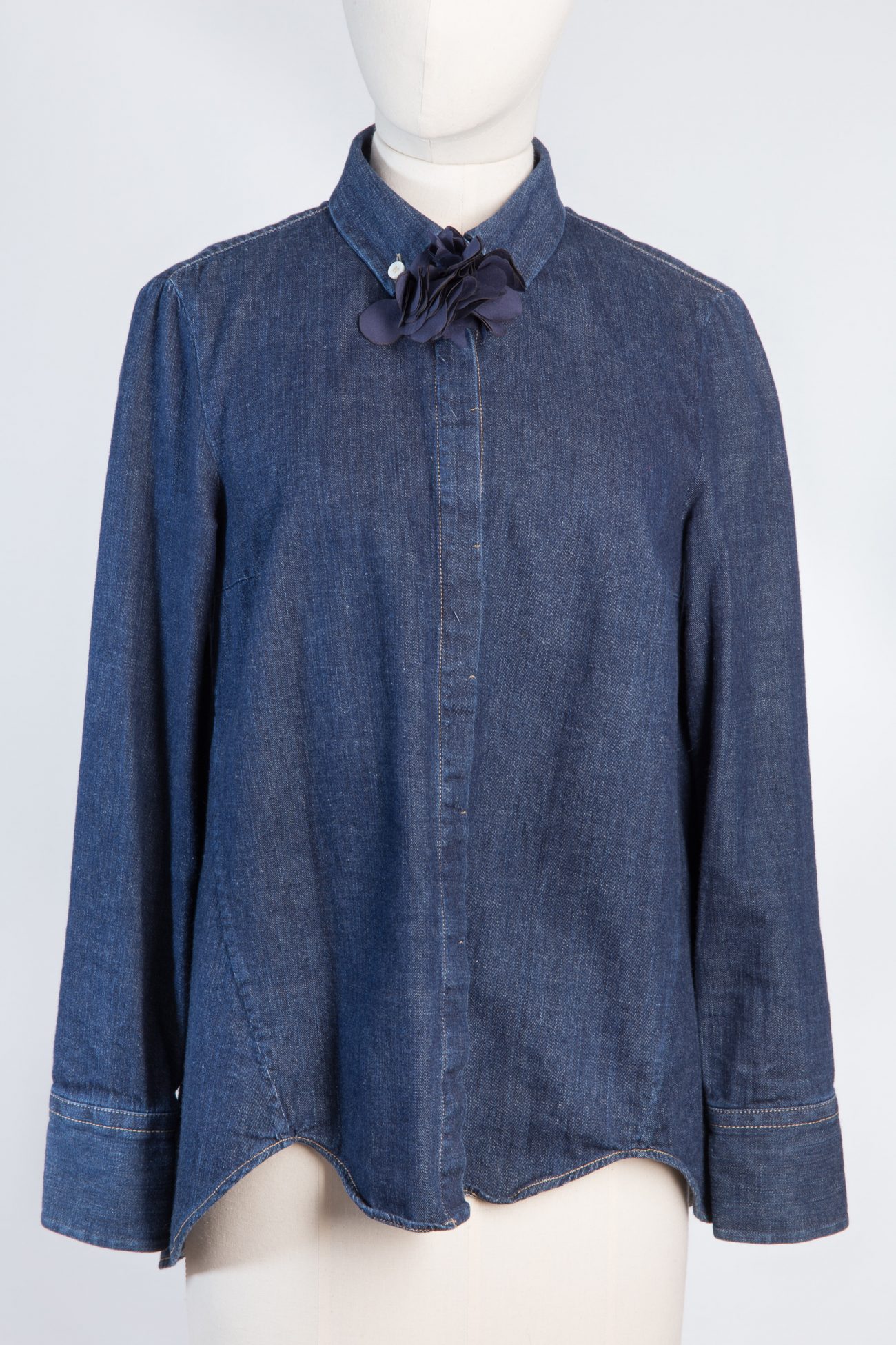 Brunello Cucinelli Denim shirt with detachable brooch