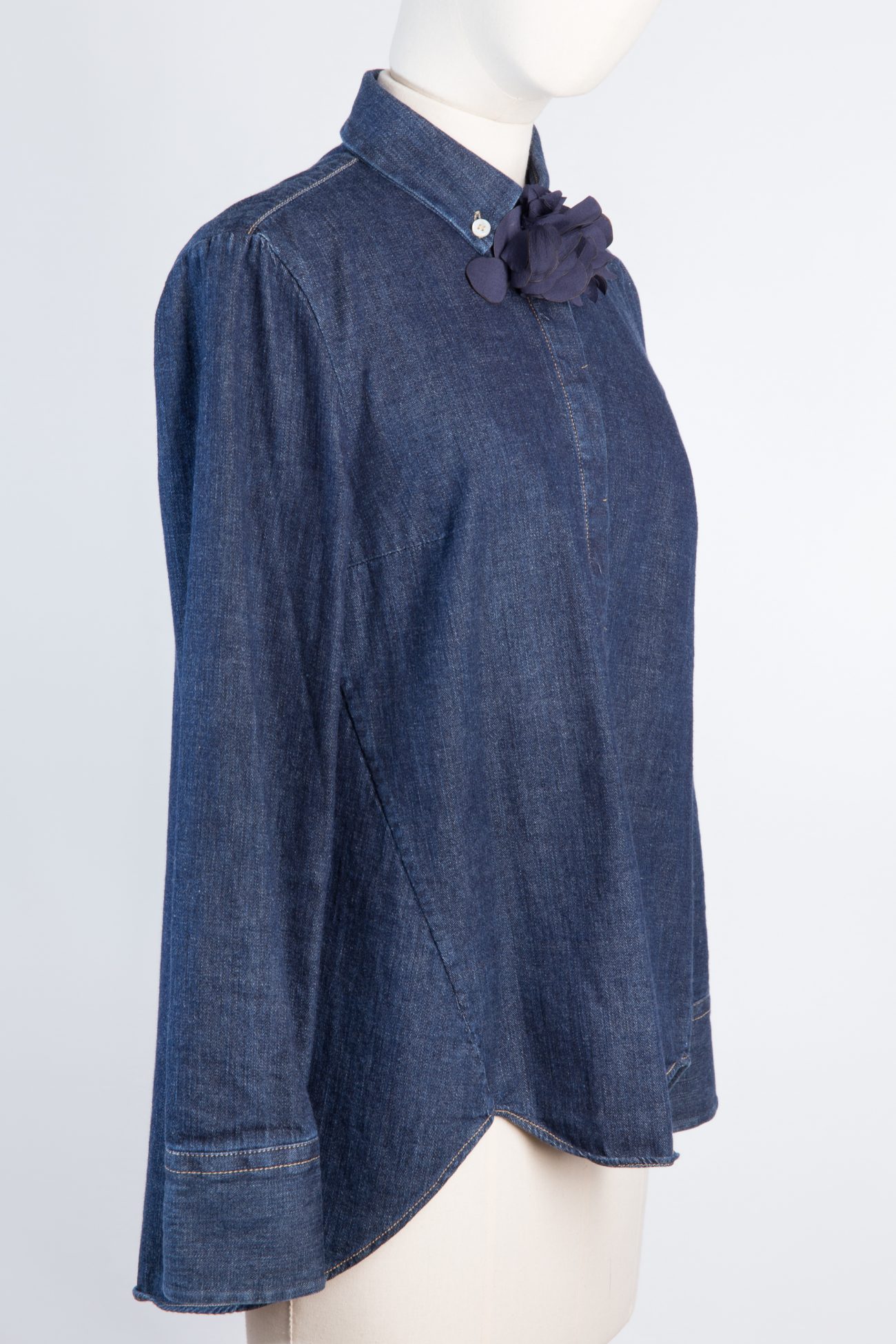 Brunello Cucinelli Denim shirt with detachable brooch