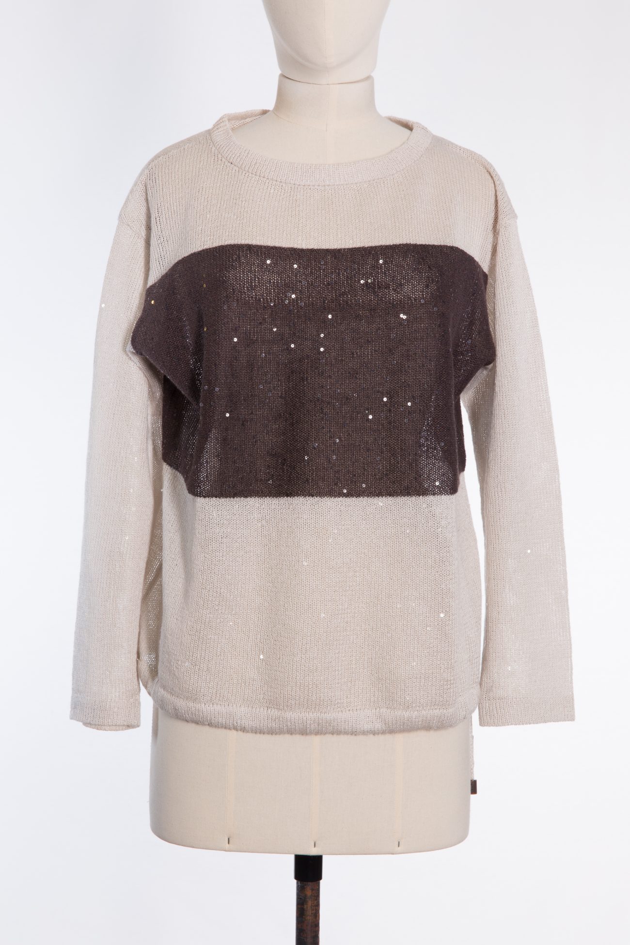 Brunello Cucinelli Sequin embellished linen and silk blend sweater