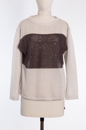 Brunello Cucinelli Sequin embellished linen and silk blend sweater