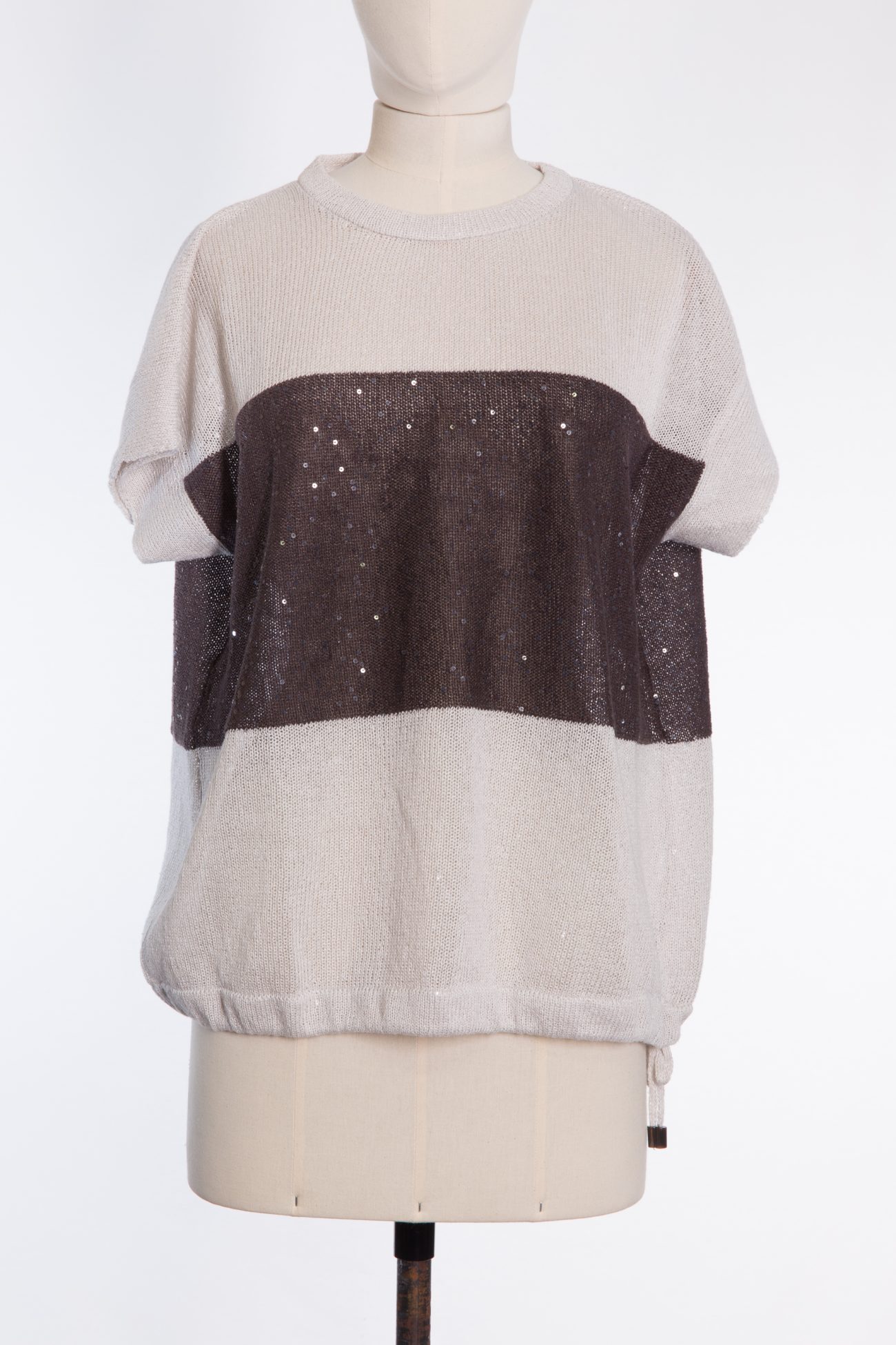 Brunello Cucinelli Sequin embellished linen and silk blend sleeveless jumper