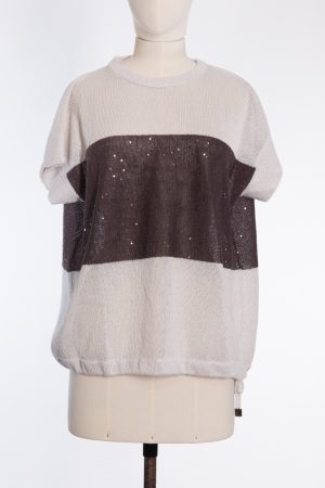 Brunello Cucinelli Sequin embellished linen and silk blend sleeveless jumper