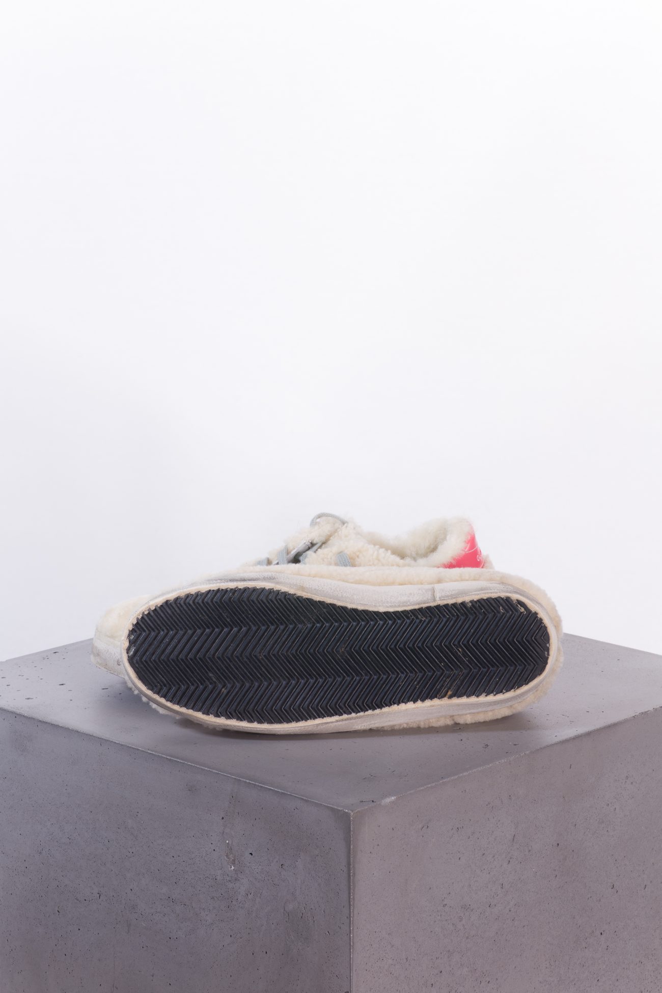 Golden Goose Super-star shearling lox top sneakers in beige/pink