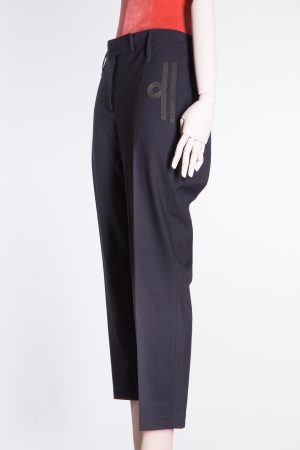Brunello Cucinelli Pleated wool straight cigarette pants with Monili beads