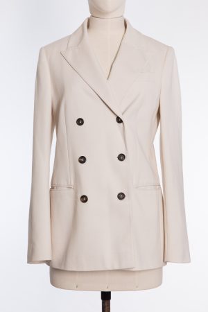 Brunello Cucinelli Double-breasted embellished stretch-cotton jersey blazer