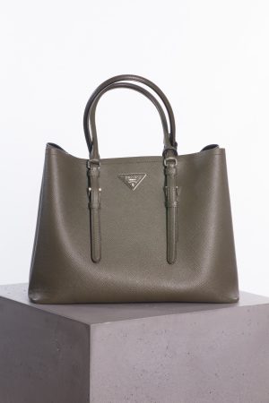 Prada Large  Saffiano leather double bag Militare