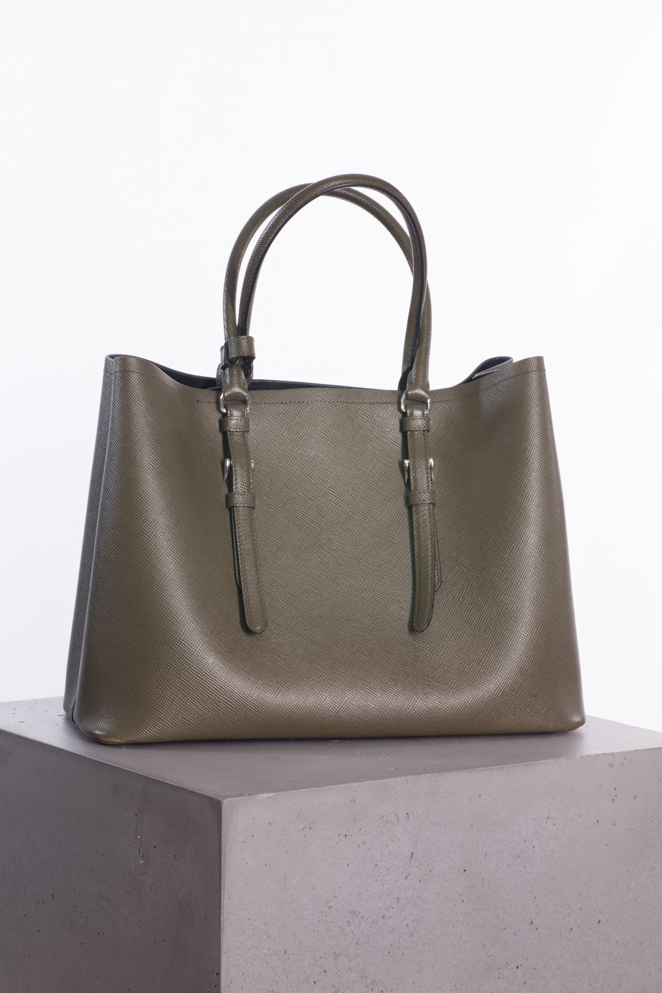 Prada Large  Saffiano leather double bag Militare