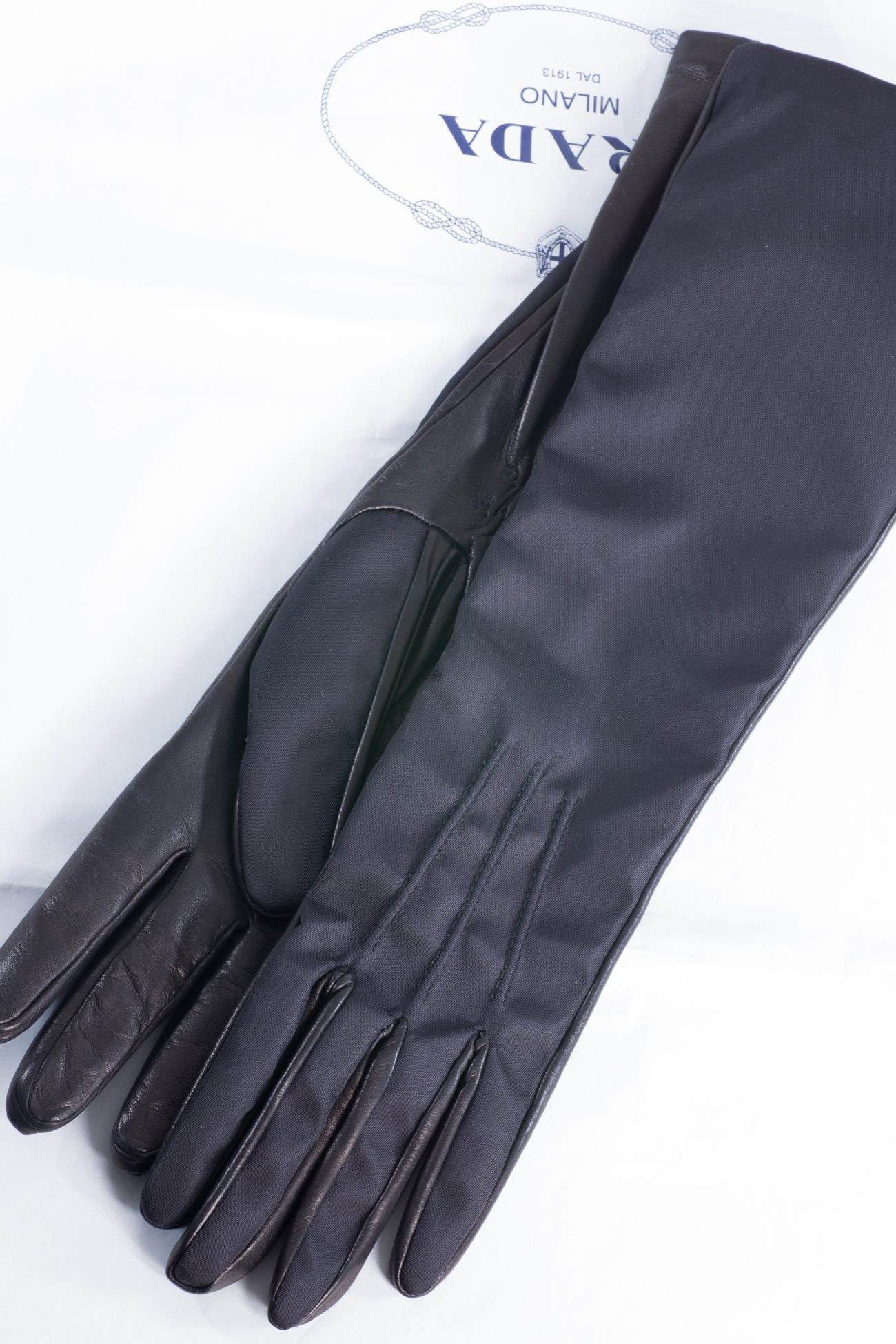 Prada Nylon and nappa leather gloves