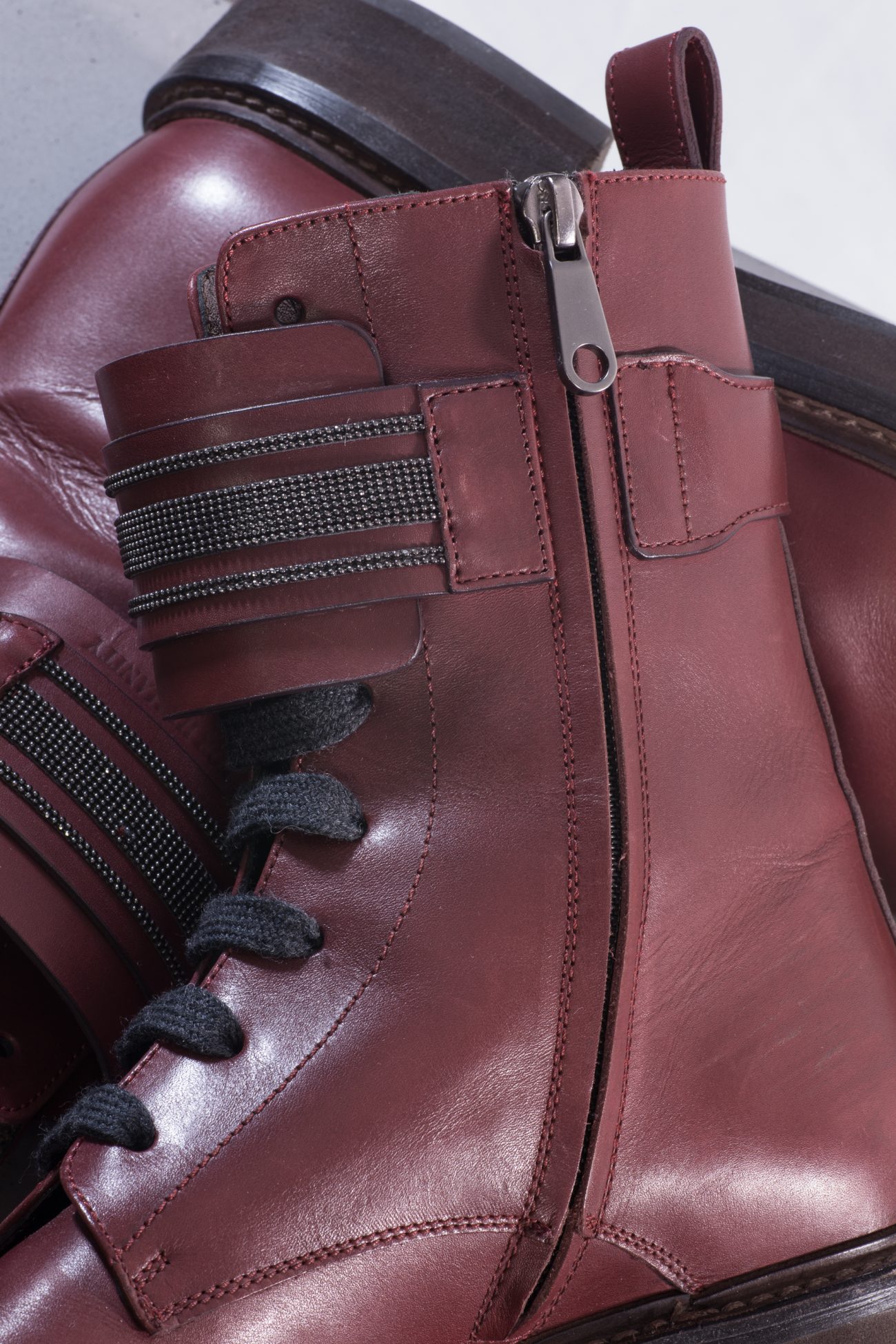 Brunello Cucinelli Monili leather combat boots