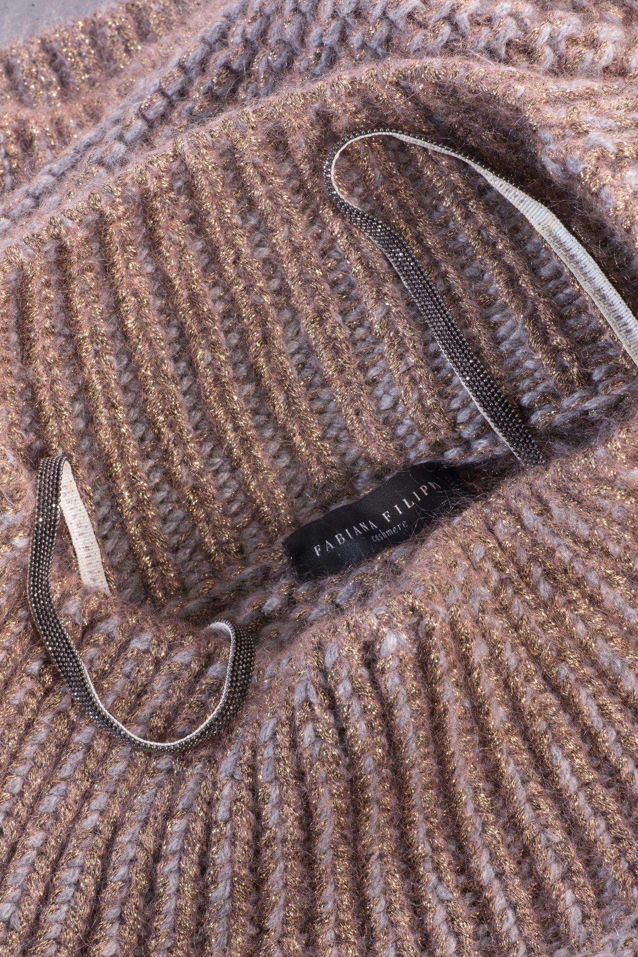 Fabiana Filippi Cashmere and mohair sweater with Monili beads shoulder straps