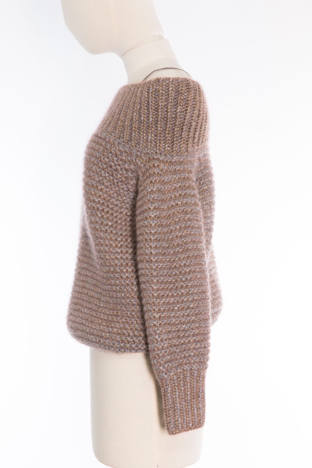 Fabiana Filippi Cashmere and mohair sweater with Monili beads shoulder straps