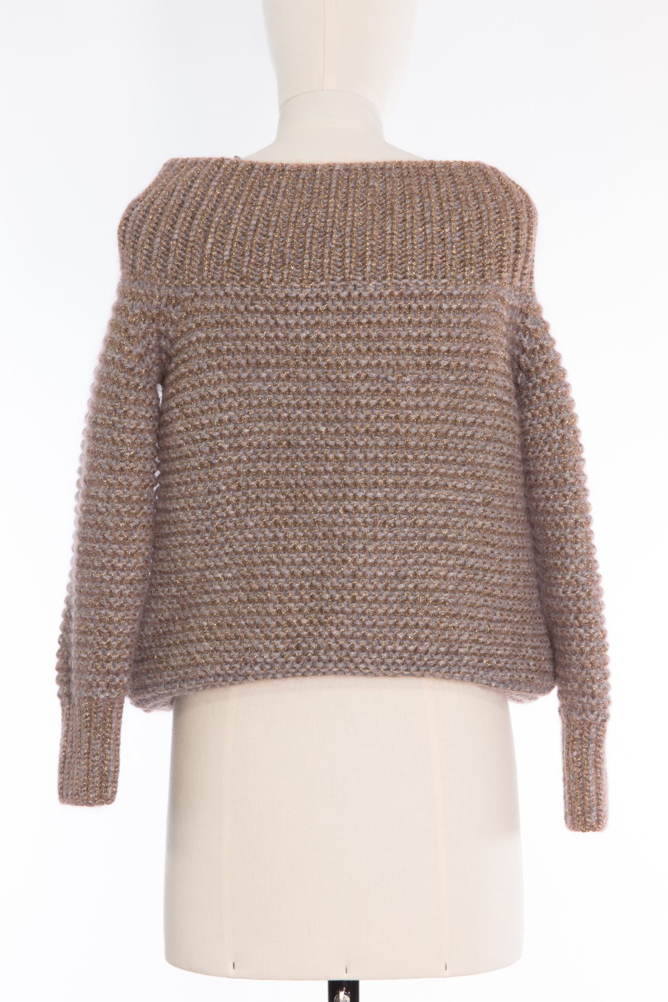 Fabiana Filippi Cashmere and mohair sweater with Monili beads shoulder straps