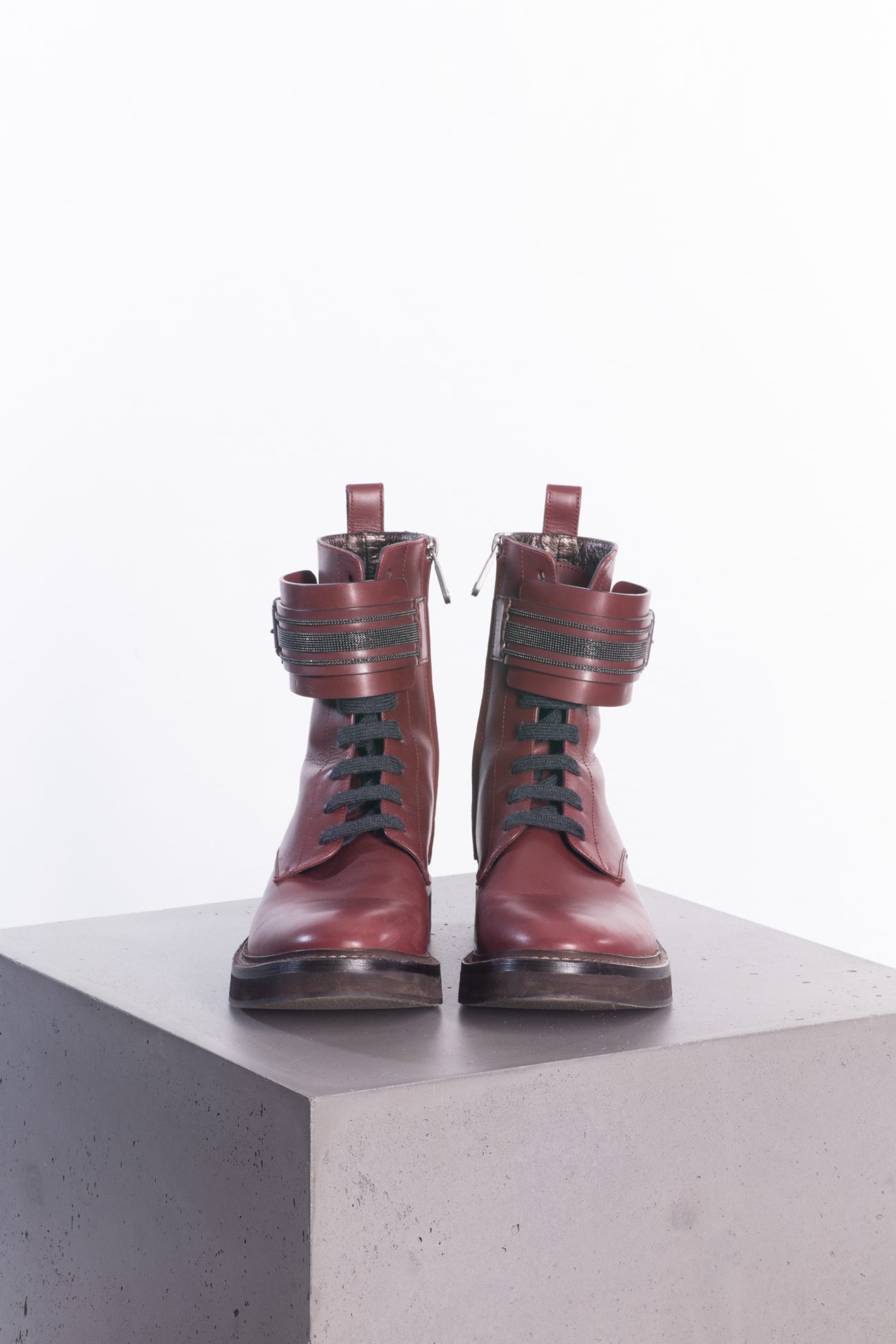 Brunello Cucinelli Monili leather combat boots