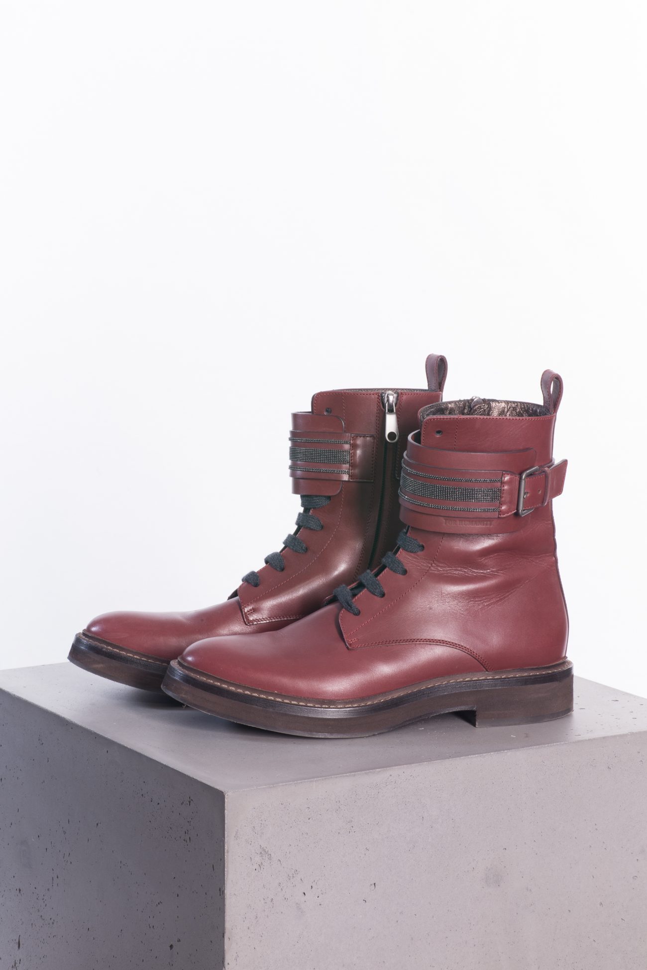 Brunello Cucinelli Monili leather combat boots