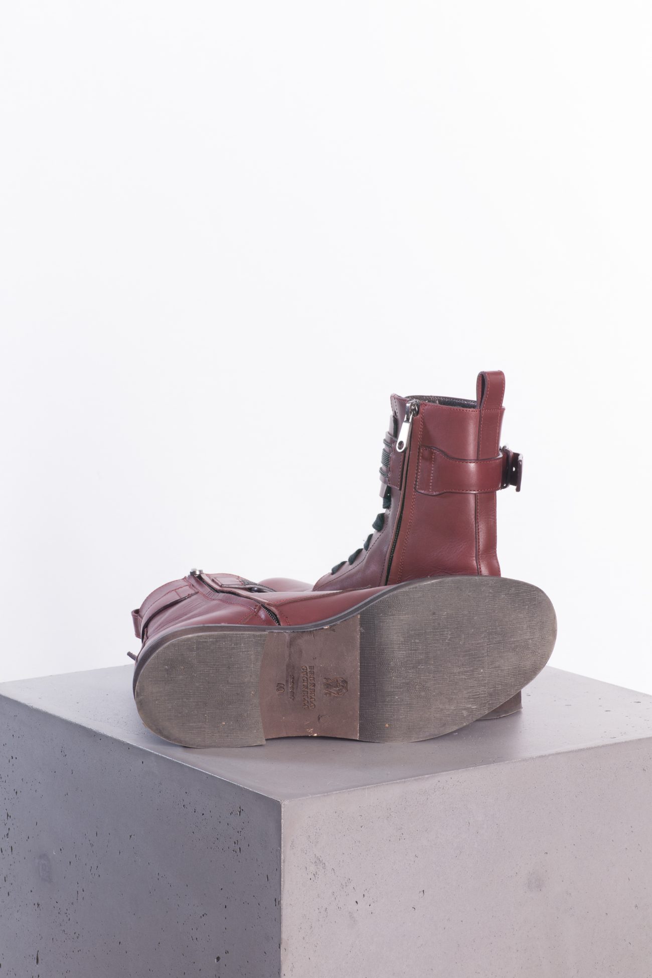 Brunello Cucinelli Monili leather combat boots