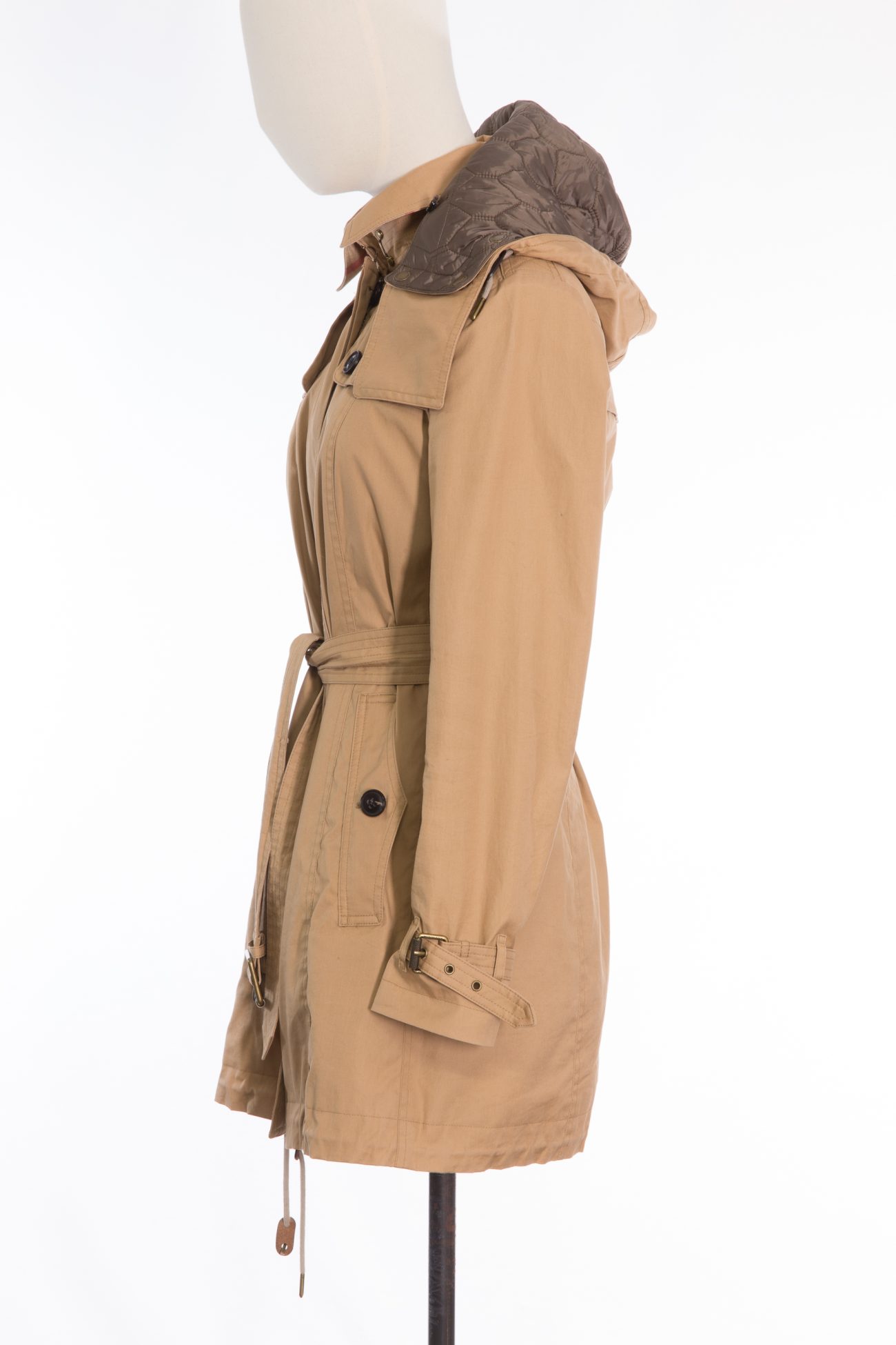 Burberry Camel cotton detachable hood ans vest trench coat