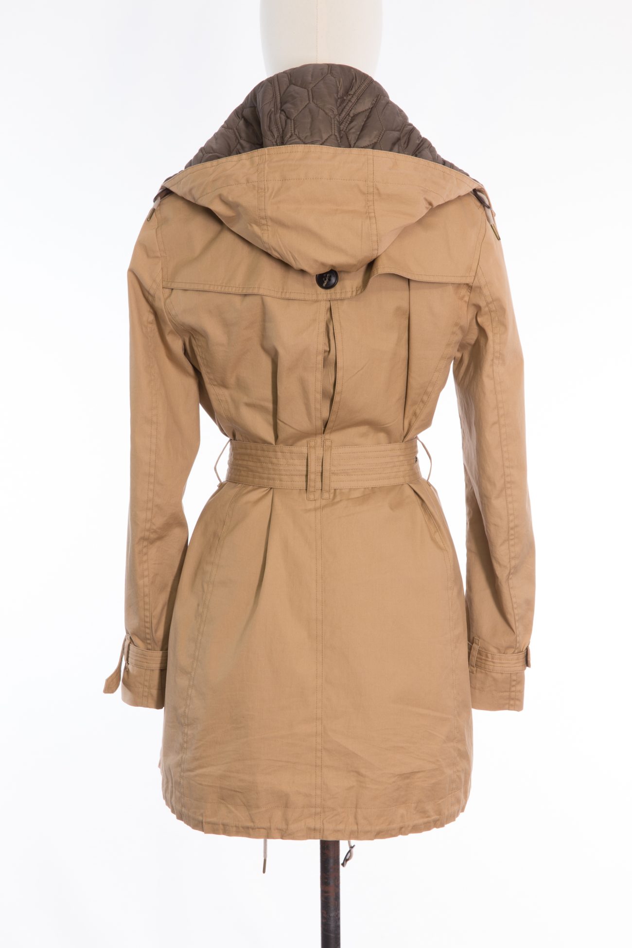 Burberry Camel cotton detachable hood ans vest trench coat